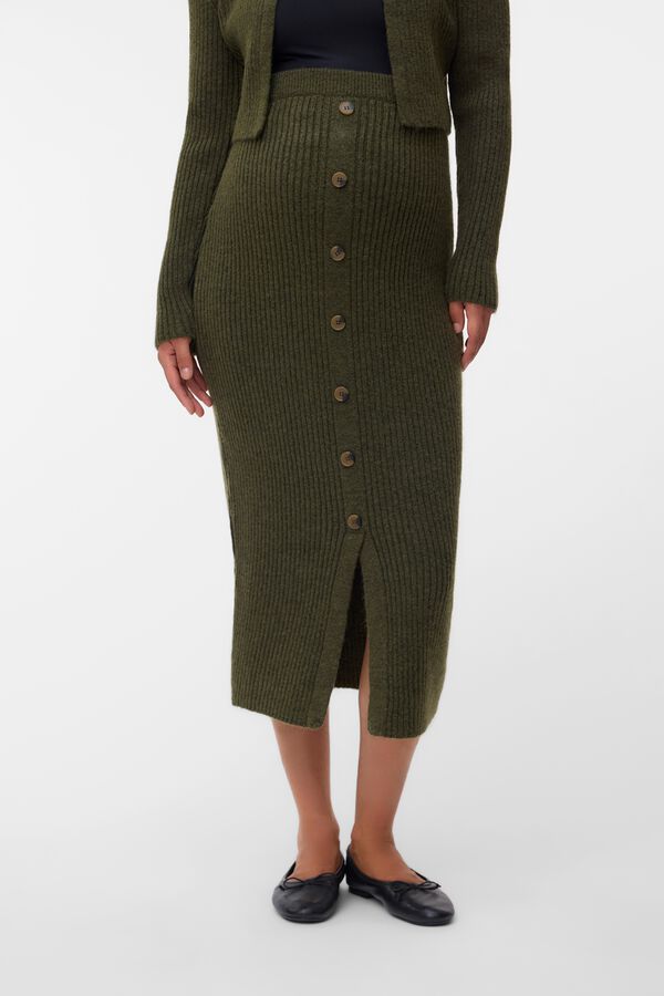 Mamalicious Maternity knit skirt with buttons green