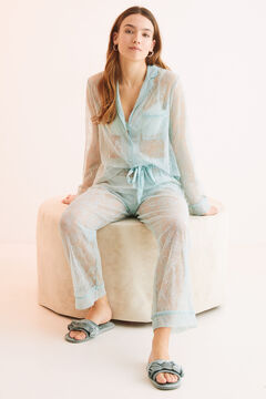 Womensecret Pijama camiseiro comprido renda verde verde