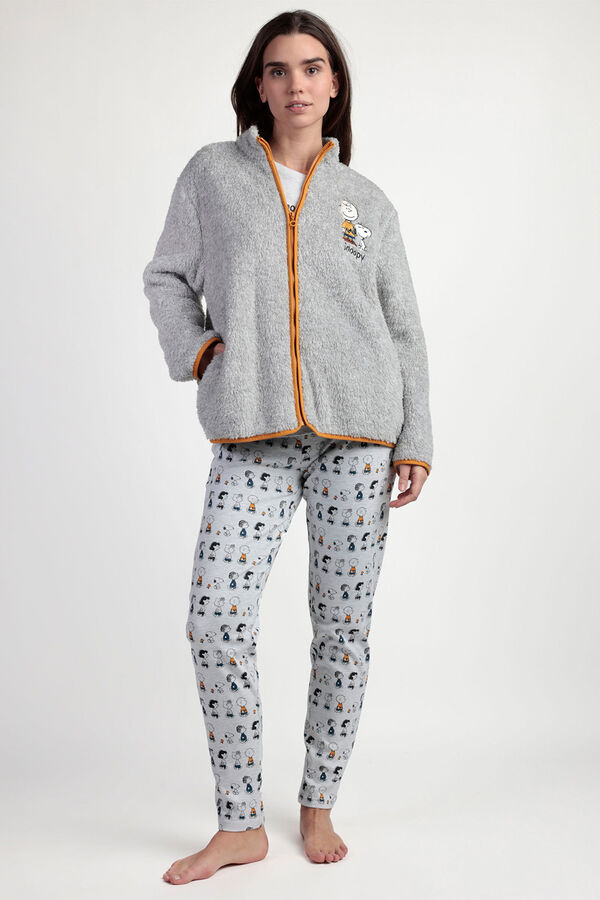 Admas Bata corta borrego Snoopy&Friends para mujer gris