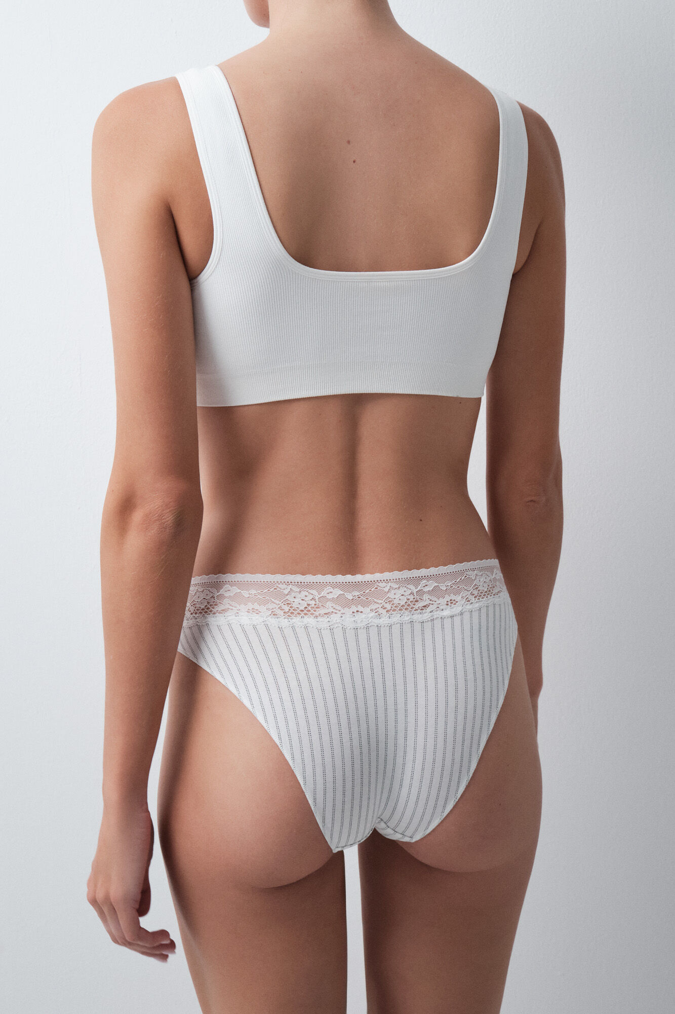 Women'secret Braga cl&aacute;sica algod&oacute;n encaje estampado rayas