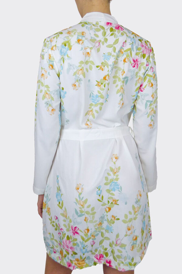 Womensecret Women's satin robe with print  white