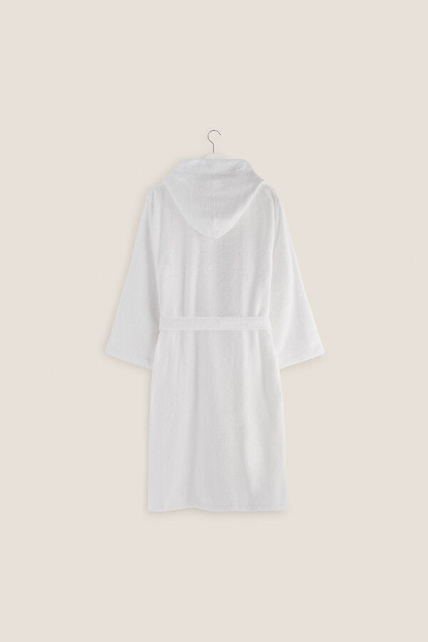 Womensecret Cotton hooded bathrobe blanc