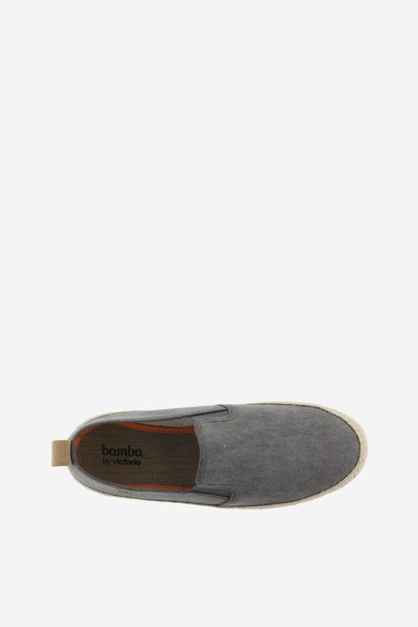 Victoria Espadrilles en toile de coton lav&eacute;e gris
