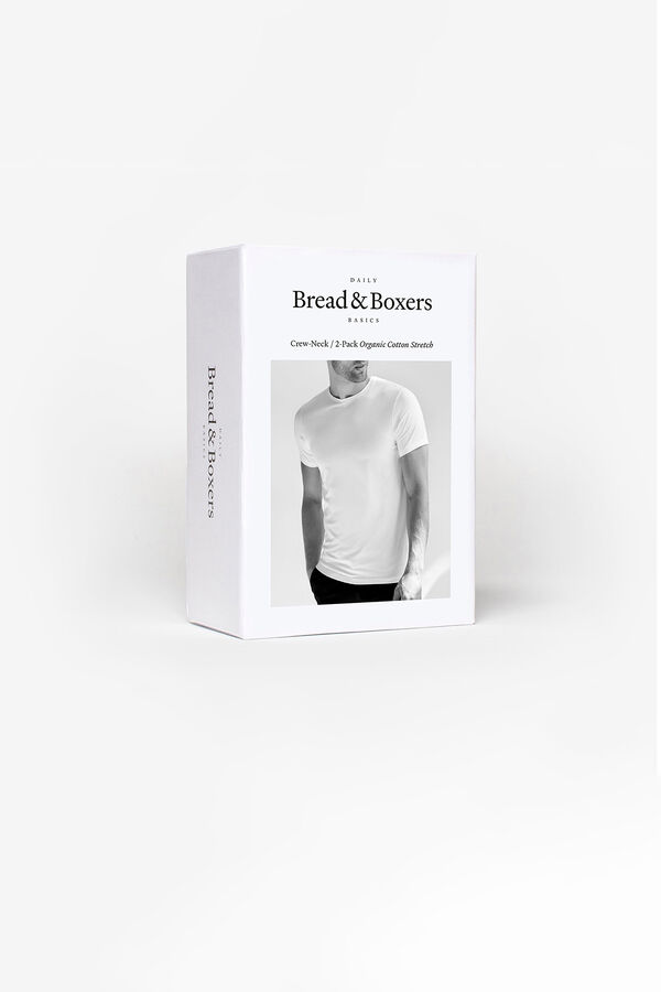 Bread & Boxers Pack 2 camisetas el&aacute;sticas cuello caja algod&oacute;n org&aacute;nico blancas blanco