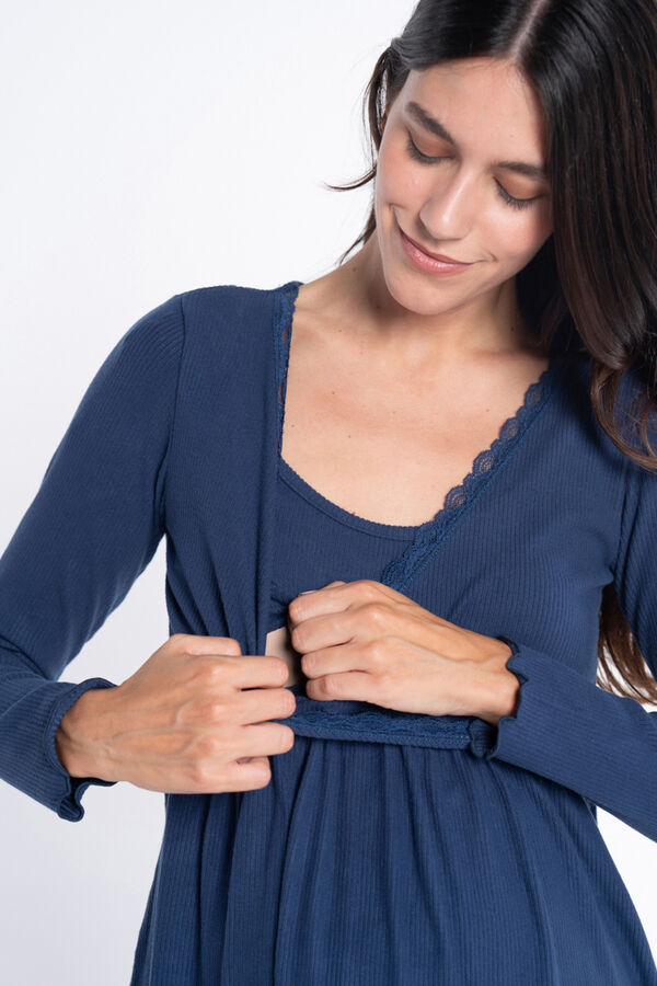 Ohma! Camis&oacute;n rib premam&aacute; con escote cruzado azul