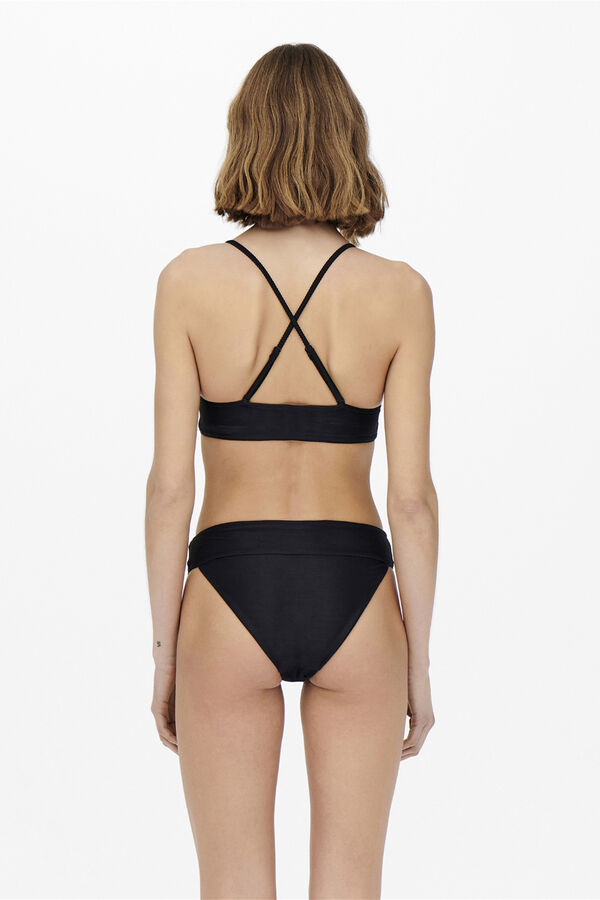 Womensecret Ribbed triangle bikini top black