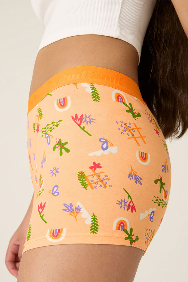 Womensecret Teen Summer Haze Orange organic cotton hipster boyshort period panties - maxi absorbency mit Print