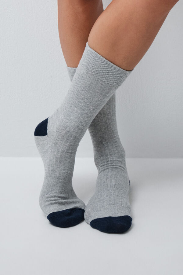 Women'secret Lot de 3 chaussettes unies losanges grises imprim&eacute;