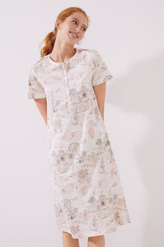 Womensecret Short printed 100% cotton nightgown white