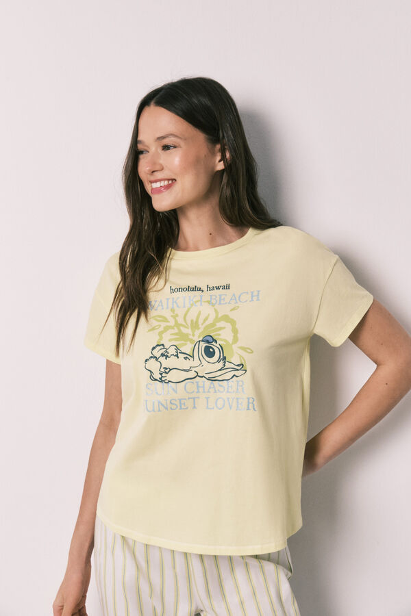 Women'secret Stitch short sleeve capri pyjamas green