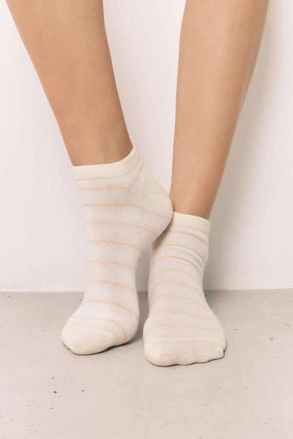 Women'secret Pack 3 meias curtas estampadas e texturizadas caqui estampado