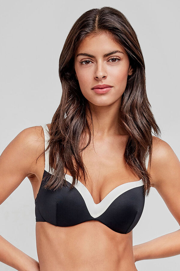 Gisela Two-tone bikini top with black contrasting edges Crna
