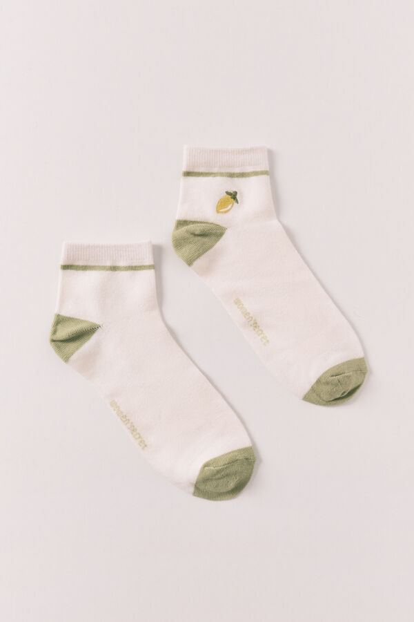 Women'secret Lemon embroidered short socks printed