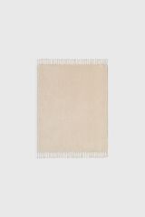 Textura Manta polar flecos beige