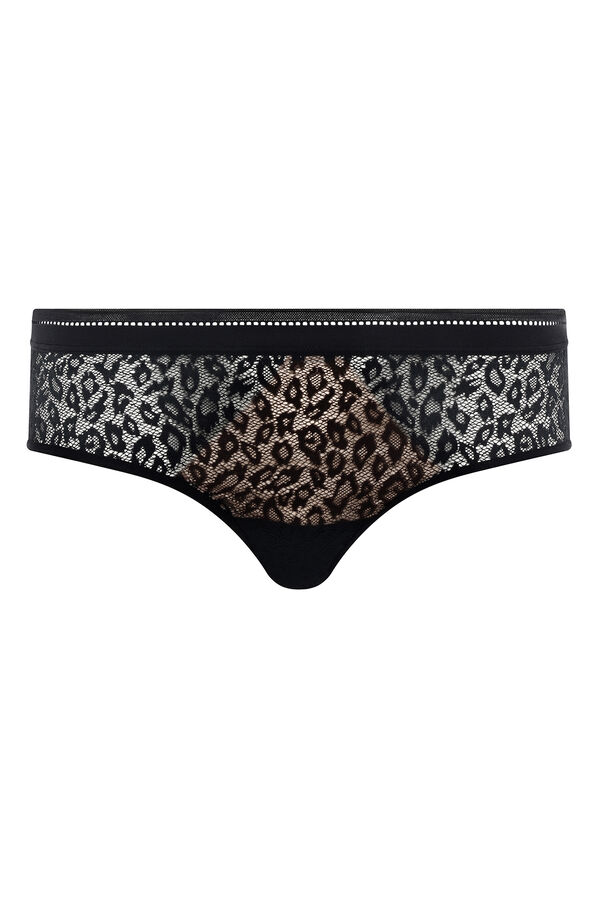 Womensecret Nicole boyshort panty with lace and tulle Crna