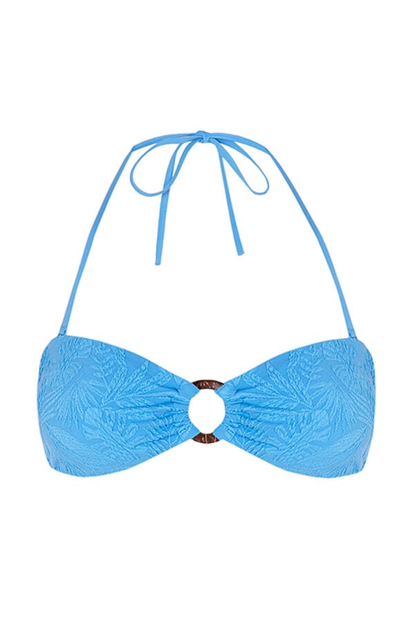 Womensecret Blue bandeau bikini top with ring blue