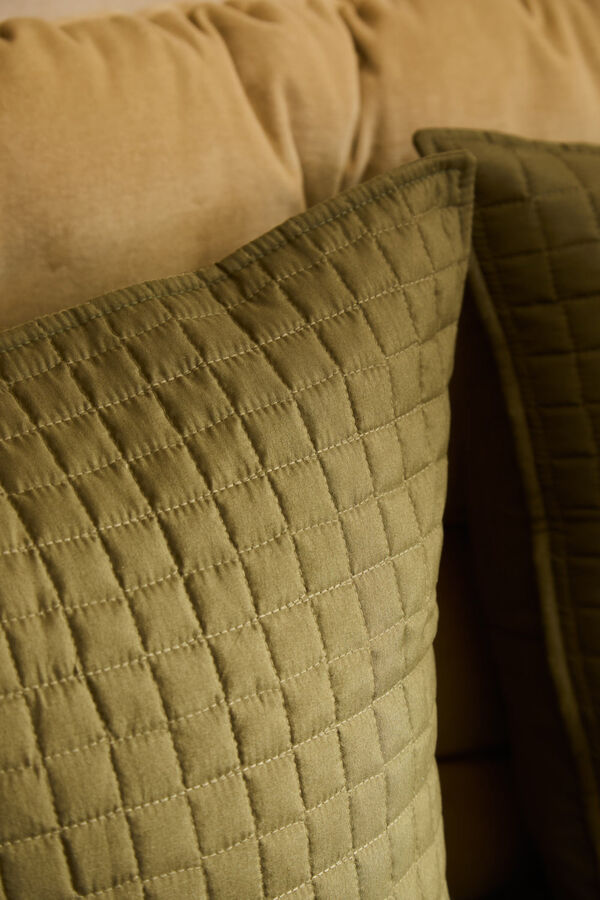 Calma House Funda de cojín cuadrada acolchada verde Narbonne verde