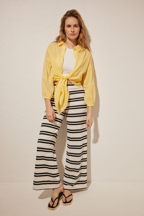 Womensecret Jersey-knit striped trousers printed