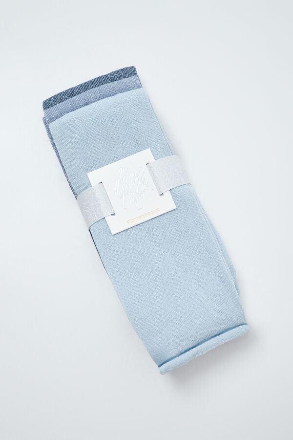 Women'secret Blue lurex 3-pack long socks blue