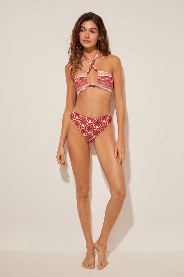 Womensecret Classic red high-waist bikini bottoms printed