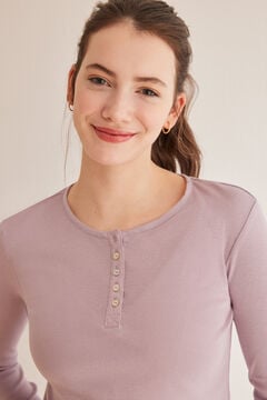 Womensecret T-shirt decote tipo padeiro manga comprida roxo 100% algodão rosa