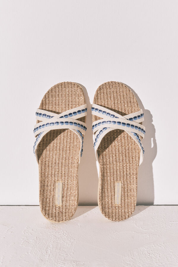 Women'secret Rafia cross-strap sandals nude