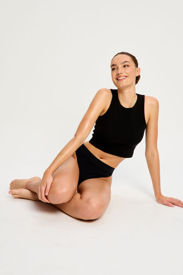 Modibodi Modicomfort Menstrual Thong Moderate Flow Black noir