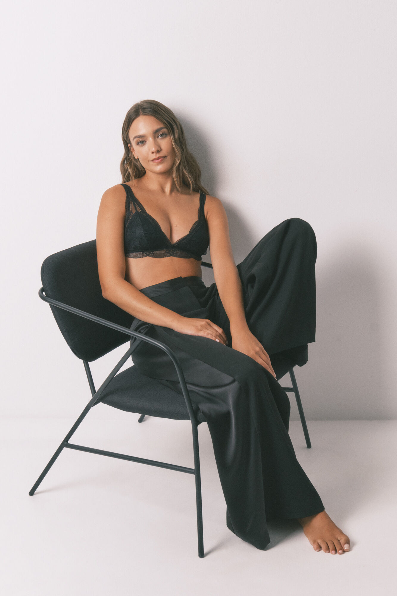 Women'secret Sujetador halter LOVELY relleno encaje negro