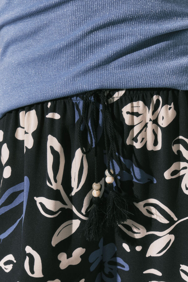 Women'secret Pantalon long imprim&eacute; floral bleu bleu