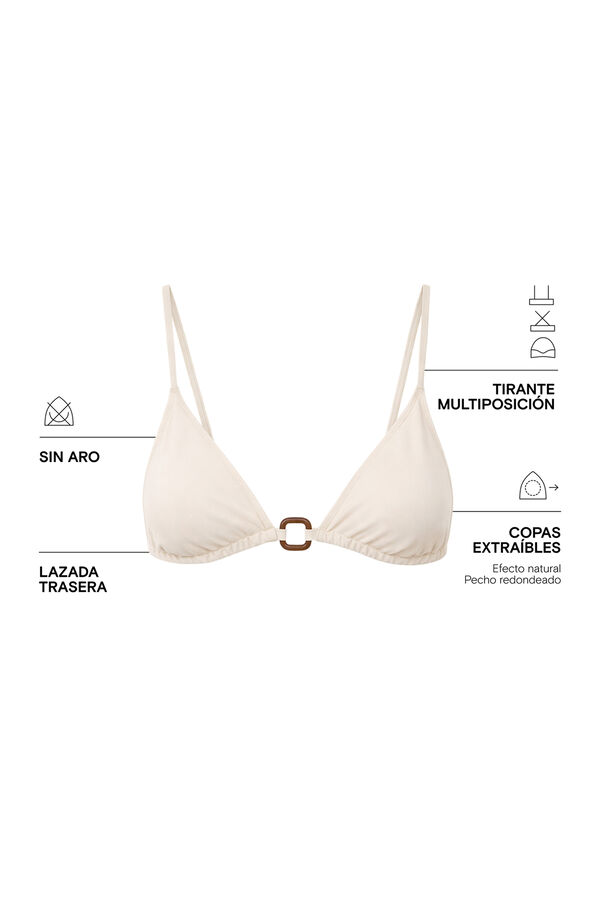 Women'secret Top biqu&iacute;ni triangular cortina branco bege