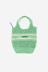 Victoria Natural fibre woven tote bag green