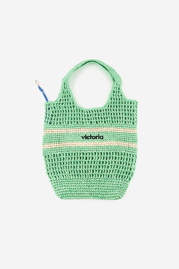 Victoria Natural fibre woven tote bag green