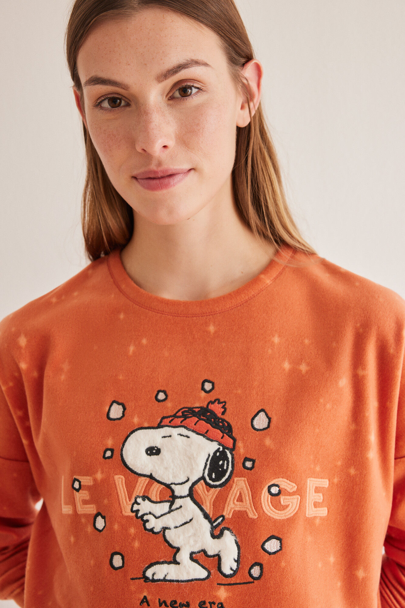 Women'secret Damen Pyjama Long – Lucky Love Snoopy Design, Weicher Schlafanzug