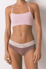 Women'secret Wide pink cotton lace panty nude