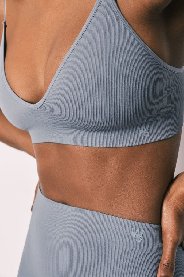 Women'secret Plavi trouglasti top bez &scaron;avova sa rebrastim tkanjem Plava