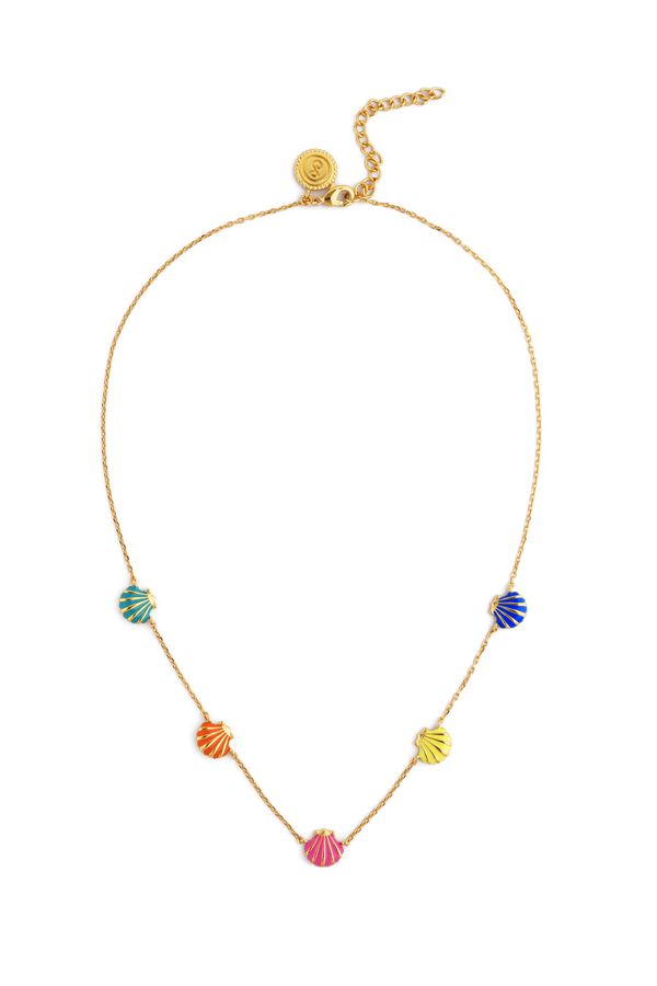 Singularu Halskette Muscheln Emaille Gold mit Print