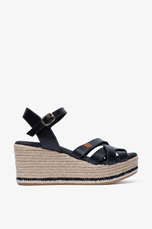 Popa Gialos leather low wedge sandal black