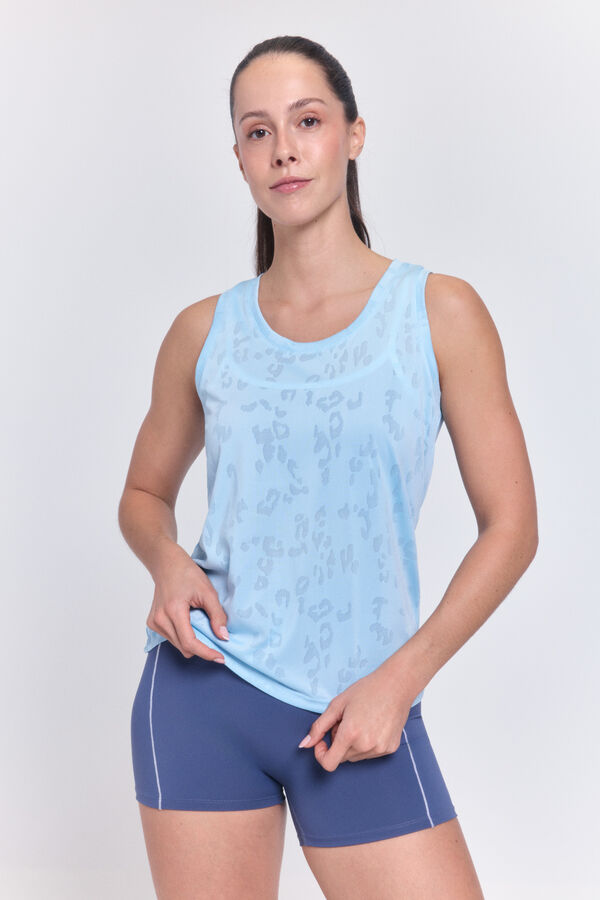 Only Play Camiseta mesh tirante turquesa