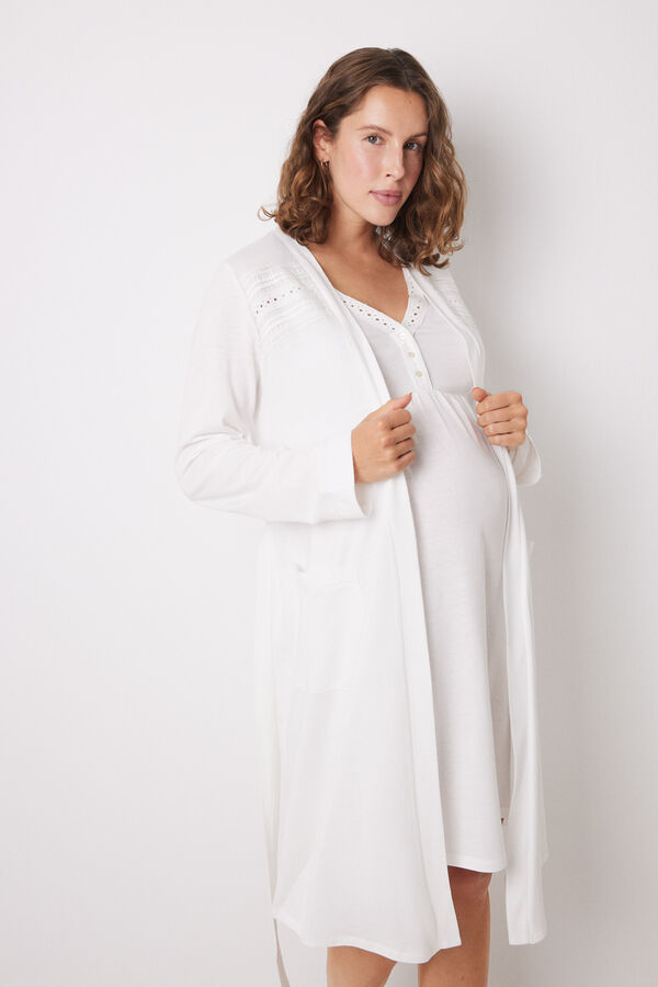 Womensecret Robe de maternity midi ivoire beige