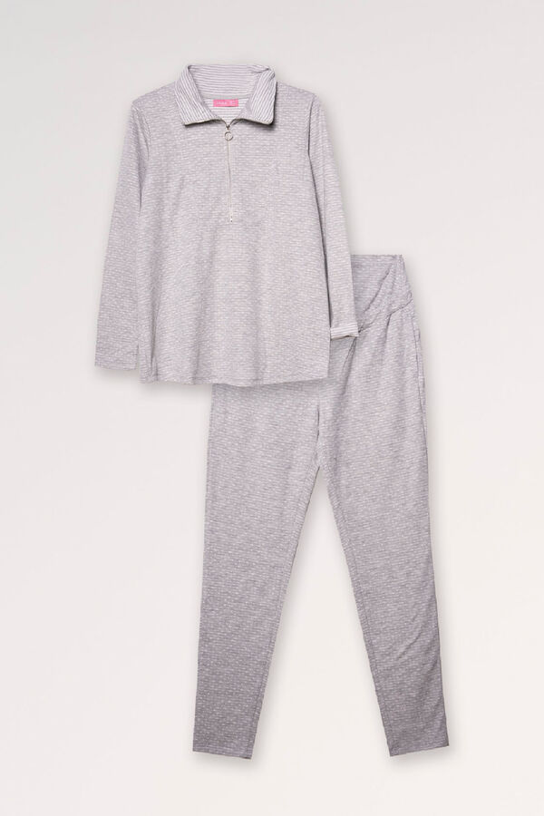 Womensecret Sweatshirt-Pack + Jogger Punkte und Streifen Grau