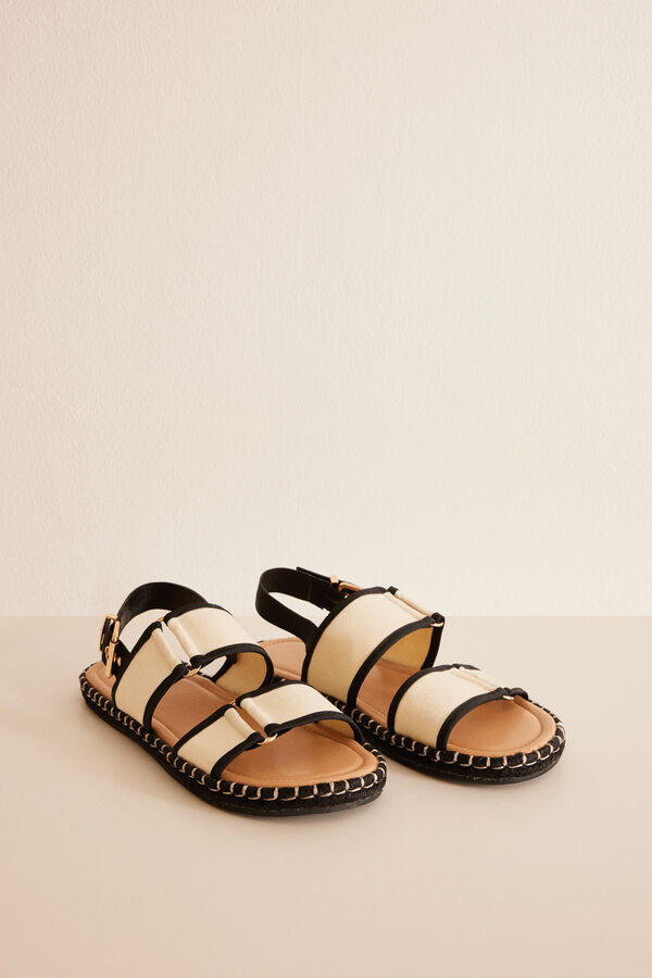 Womensecret Ravne sandale s prekriženim remencicima boje pijeska Smeđa