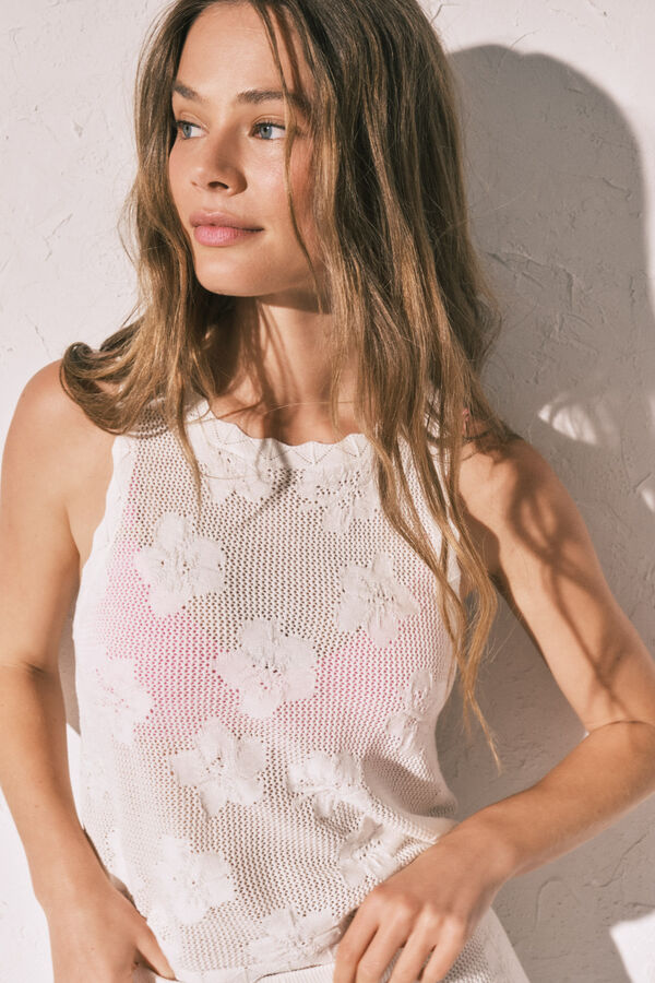 Women'secret Beige crochet top T-shirt beige