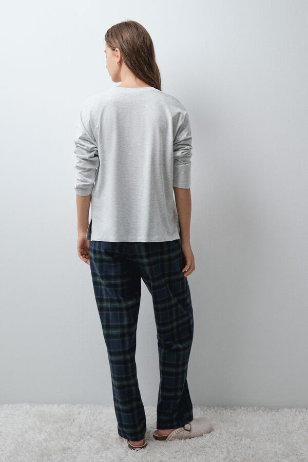 Women'secret Plaid cotton long pyjamas Snoopy grey