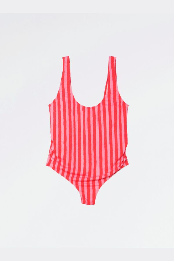 Ohma Striped lurex maternity swimwear brown