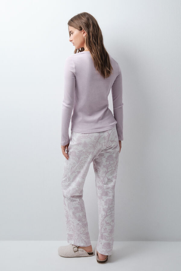 Women'secret Floral cotton long pyjamas nude