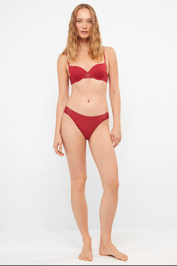 Gisela Majtki bikini z koronkowymi bokami czerwony