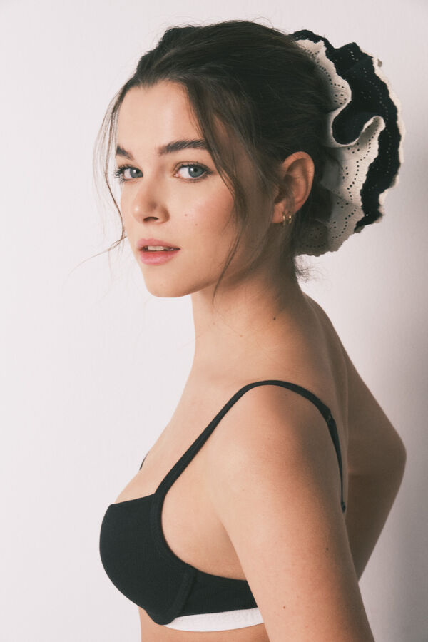 HI&BYE Black cotton push-up bra black