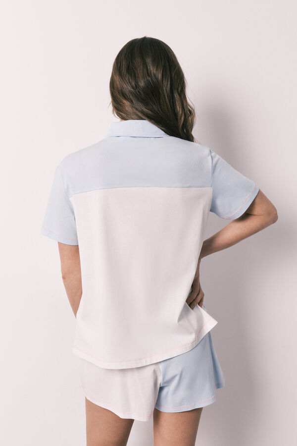 Women'secret Cotton short classic pyjamas with knot blue