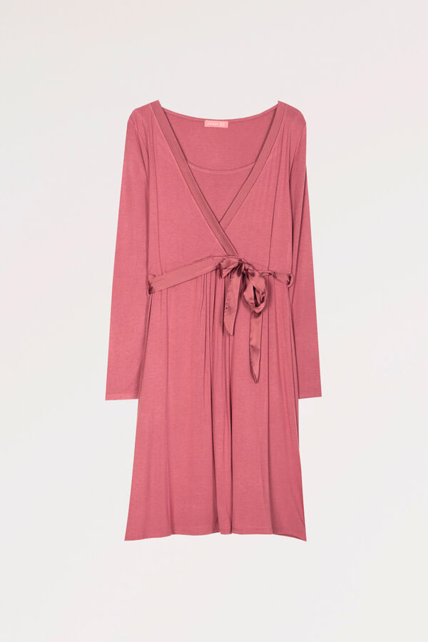 Womensecret Nursing nightgown with satin belt Bordo