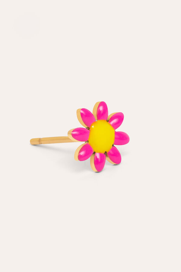 Womensecret Pink Daisy May Lose Ohrring aus vergoldetem Stahl mit Print
